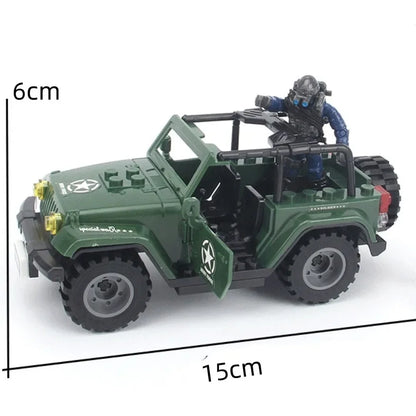 1Pcs Building Jeep Blocks Assembly Model Car Assembly Off-road Jeep Toy for Boy Military Building Blocks for Terrorist SWAT Team