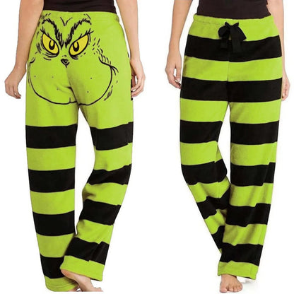 Women's Green Pajama Pants Christmas Striped Pajama Casual Long Pants Bottoms Casual Pants Outfits Clothes Sleepwear