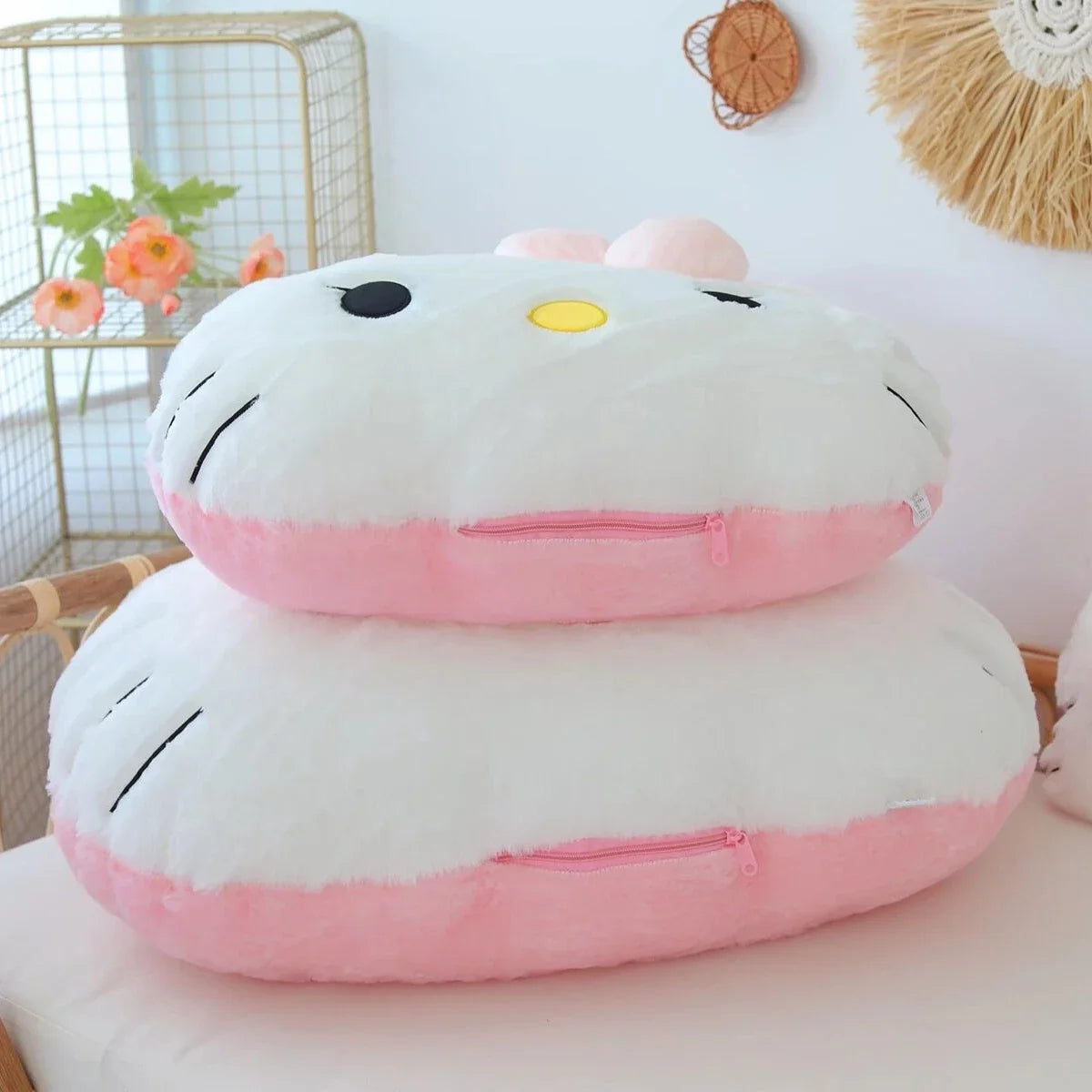 Sanrio Cuddly Hello Kitty Back Cushion Soft Cartoon Pillow Sofa Bed Bay Window Home Decor Pillow Hug Plushies Xmas Gift For Girl