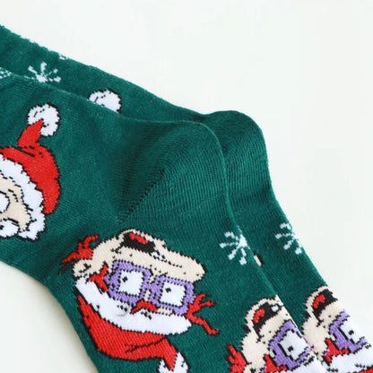 Unisex Christmas Socks Mid Calf Socks Cute Father Christmas Men's Cotton Socks Warm and Comfortable