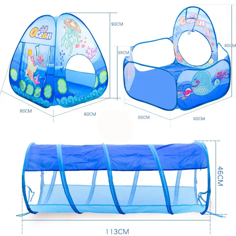 3 In 1 Children Ball Pool Baby Ballon Playpen Portable Kids Tent Ball Pit Crawling Tunnel Kid Playground Yard Rooom Pool Gift