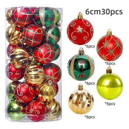 30Pcs Christmas Ball Christmas Tree Decor Ornaments 6cm Size Home Decor Xmas Hanging Tree Pendants New Year Ball Accessories