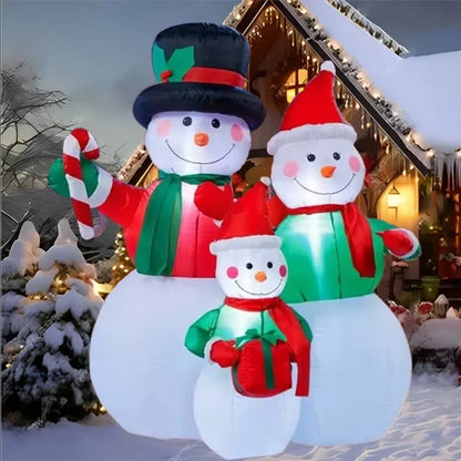 Christmas Inflatable Decorations Toys Family Snowman LED Lights Inflated Model Party Yard Props Indoor Outdoor Xmas Decor Props