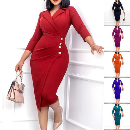 Suit collar button dress slim-fit women's dress