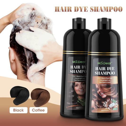 500ml Natural Plant Conditioning Hair Dye Black Shampoo Fast Dye White Grey Hair Removal Dye Coloring Black Hair