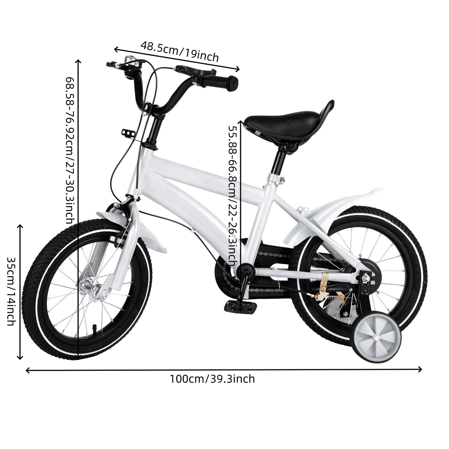 14-Inch Children's Bike Carbon Steel Frame Bicycle 14" Kids Bike with Auxiliary Wheels, Dual Brakes for Kids 2-4 Years Old