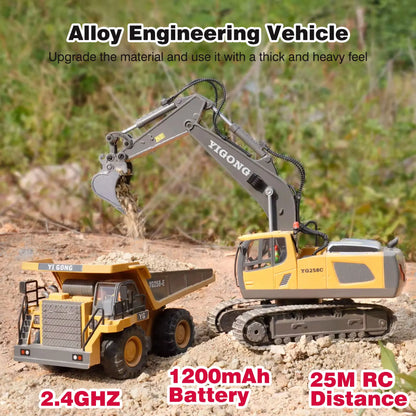 New Remote Control Engineering Vehicle Crawler Truck Bulldozer Toys RC Excavator Dumper Car 2.4G for Boys Kids Christmas Gifts