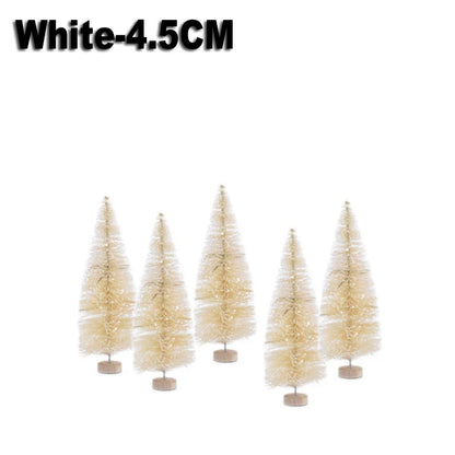 500Pcs Mini Christmas Tree Ornament Small Artificial Pine Sisal Snow Landscape Xmas Trees Christmas Tabletop Navidad Decor Gifts