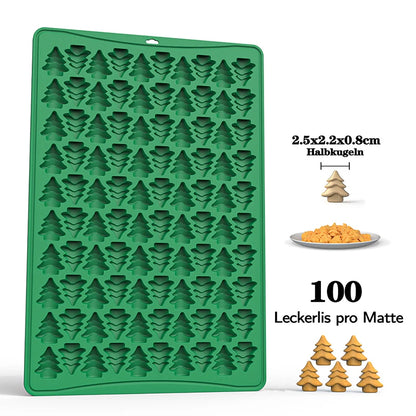 Creative Christmas Tree Biscuit Mold 100 Hole Silicone Baking Biscuit Mold Mini Pet Dog Snack Biscuit DIY Chocolate Mold