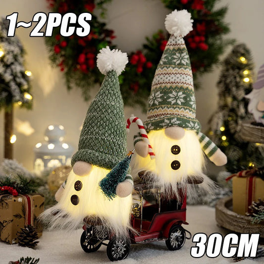 30CM Glowing Knitted Gnome Doll with Led Night Light Christmas Decorations 2024 Home Xmas Tree Decor Navidad New Year 2025 Gift