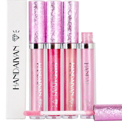 4 Colors Metallic Lip Gloss Liquid Lipstick Glitter Waterproof Long Lasting Non-stick Cup Cosmetics Shimmer Lips Tint Makeup