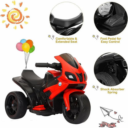 Kids Electric Motorcycle 3 Wheels Rechargeable Motorcycle with LED Light & Music Anti-rollover Super Load-bearing Gifts for Boys