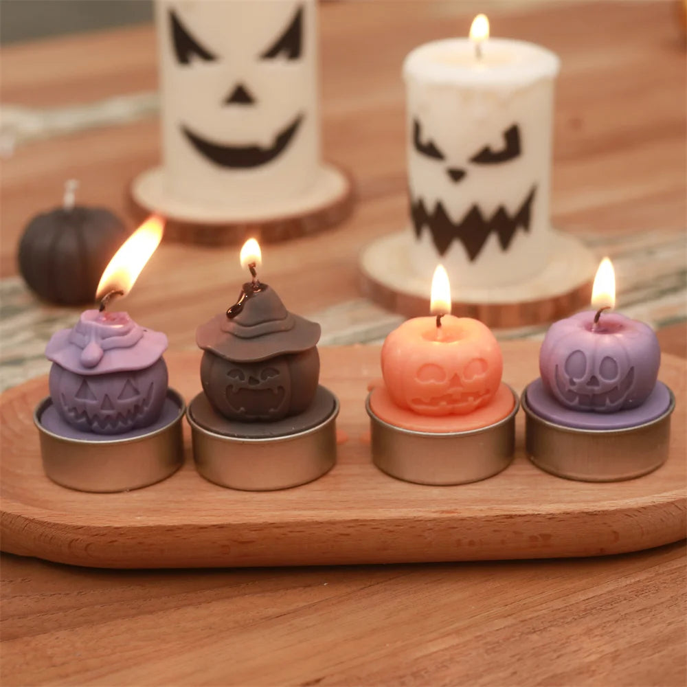 Nicole Spooky Pumpkin Tealight Candle Mold Halloween Silicone Molds for Candles Halloween Home Decor