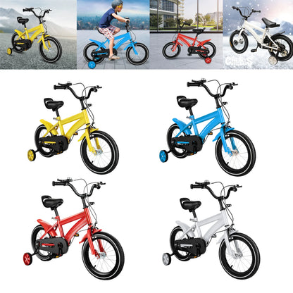 14-Inch Children's Bike Carbon Steel Frame Bicycle 14" Kids Bike with Auxiliary Wheels, Dual Brakes for Kids 2-4 Years Old