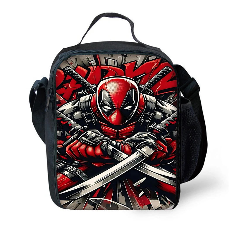 Child Schoo Deadpools Super Heroes Backpack with Lunch Bags ,Pencil Bags ,School Bags for Boys Girls Best Gift