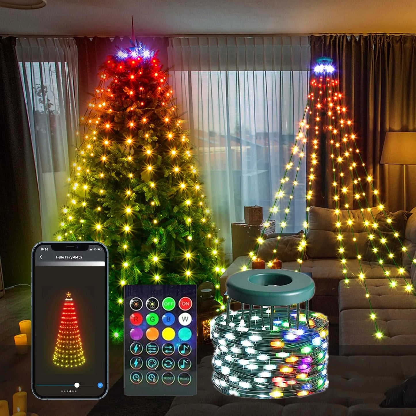 DIY Smart APP Christmas Tree Light Bluetooth Remote Control LED Fairy String Light Festoon Garland Lamp For Outdoor Garden Party