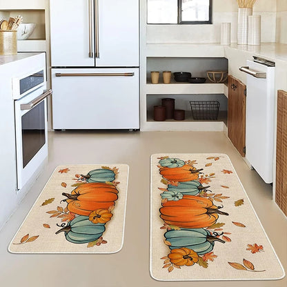 Pumpkin Kitchen Mat Balcony Hallway Non-slip Floor Mat Living Room Decor Rug Bathroom Floormat Fall Thanksgiving Home Decor