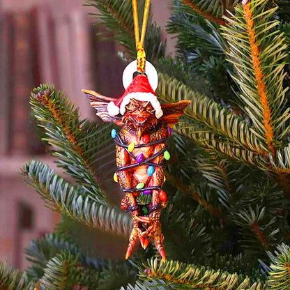 New Christmas Gremlins Ornament 2D Fairy Santa Hat Gizmo Figurine Hanging Pendant Decor Christmas Tree Party Decor