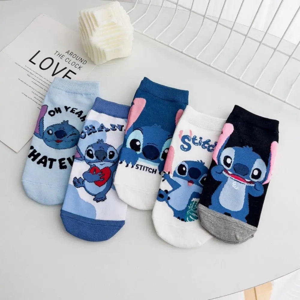 Anime Disney Stitch Cartoon Socks Kids Cotton Short Kawaii Boys Christmas Socks Children's Boat Socks Gifts Ankle Sock