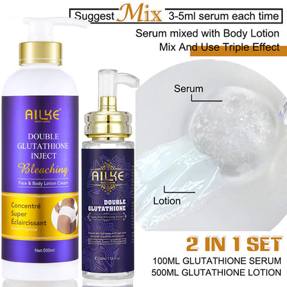 AILKE Skin Whiten Range, With Bleaching Body Lotion And Lightening Serum, Remove Dark Spots, Hyperpigmentation, Moisturizing