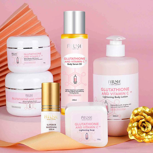 AILKE Brightening Skin Care Set, With Vitamin C, Glutathione, Deep Moisturizing, Smooth Soft Skin, Improve Skin Radiance