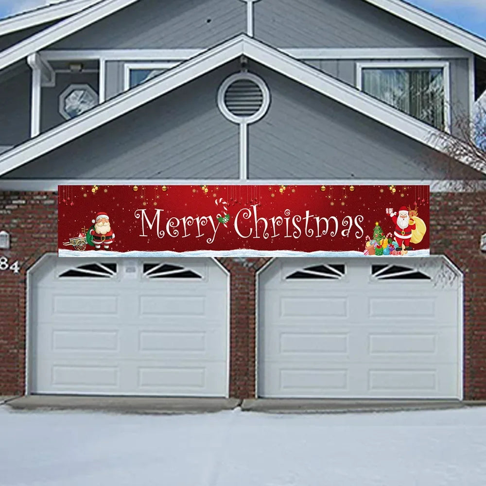 Merry Christmas Banner 300cm/9.8ft Long Navidad Porch Sign Hanging Decorative Flag for Xmas Party Decor рождественский баннер