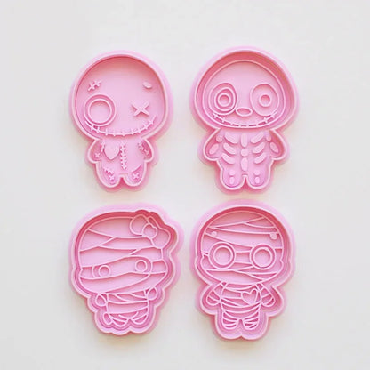 Halloween Skull Cookie Cutters PLA Cartoon Pressable Gingerbread Man Biscuit Stamp Chocolate Mold Cake Decorating Tools