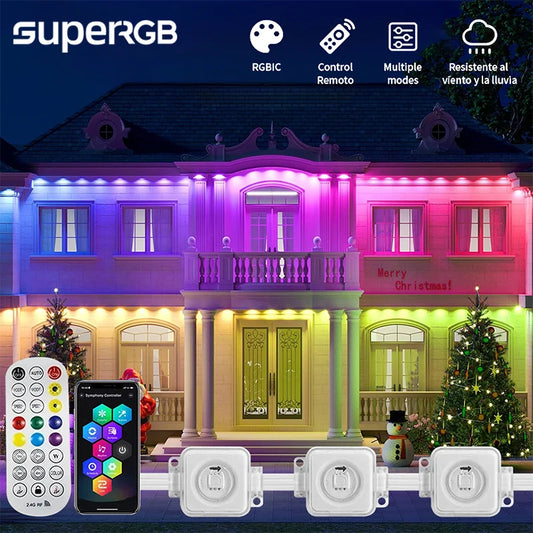 RGB Eaves Lights 30M Permanent Outdoor LED Light String Strip APP Smart DlY Auto Scene Lighting Effects Christmas Holidays Decor