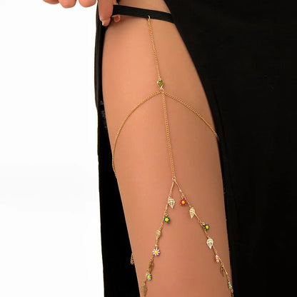 Bohemian Thigh Chain Simple Star Body Chains for Women Double-layer Metal Bodychain Fashion Thigh Jewelry Leg Cha