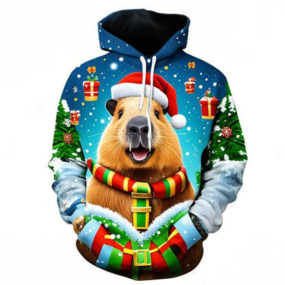 Harajuku New 3D Printing Cute Animals Capybara Hoodies For Men Women Clothing Funny Christmas Hooded Hoody Kid Sweatshirts Top