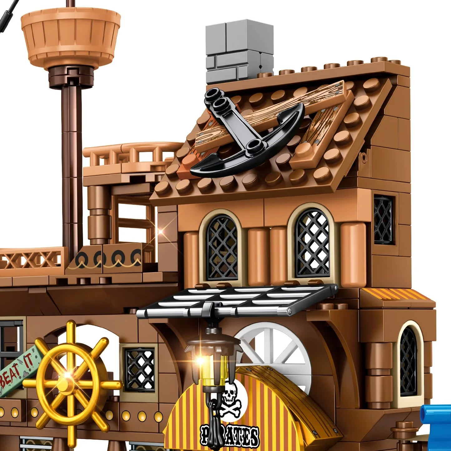 Pirate Ship Model Set Pirate's Wharf Supply Center Building Brick Toy, for Boys and Girl Ages 8 Years and up,DIY Toys,573 Pieces