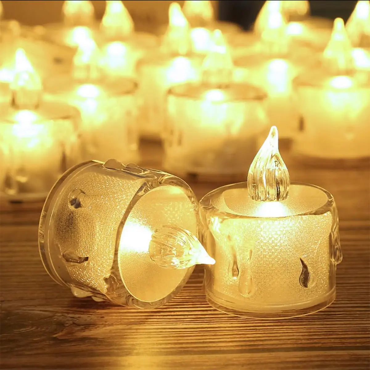 24Pcs/Set Flameless LED Candle Creative wishing Led Tea Light Warm White Flameless Candle Halloween Christmas Decor Candle Light