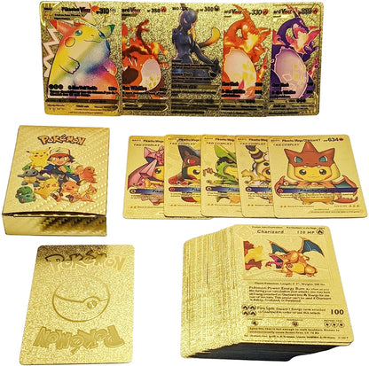 110-27Pcs Pokemon Gold Foil Card VMAX GX VSTAR Cards English French German Spanish Charizard Pikachu Arceus Silver Pokemon Cards