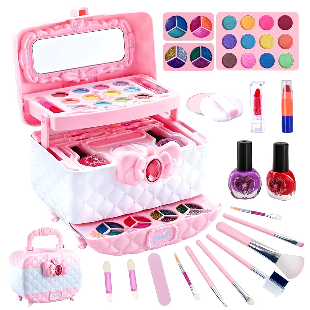 WizKidz Kids Makeup Kit Box Girls Toys Washable Real Makeup Set for Toddlers Age 3-10 Birthday Gift Ideas Fun & Creative Play