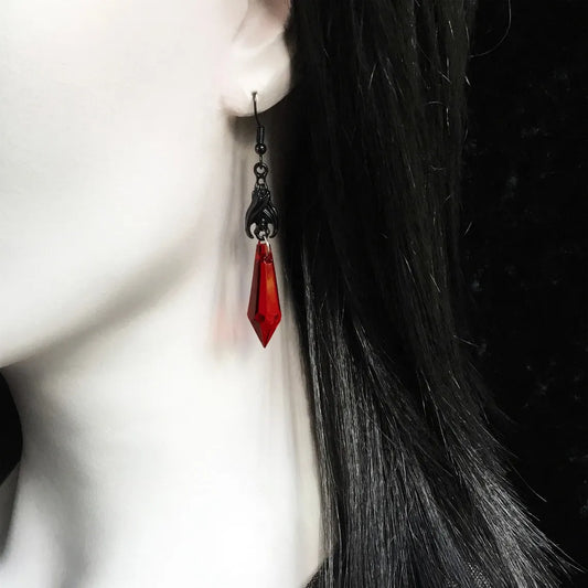 Gothic Dark Bat Decorative Red And Black Gemstone Dangle Earrings Wedding Party Holiday Gift For Men And Women Daily Jewelry