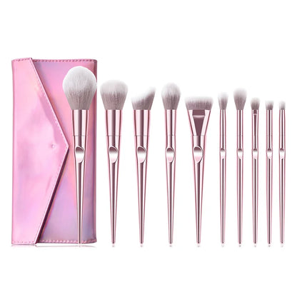 10 Pcs Pro Makeup Brushes Set With Brushes Bag Foundation Eyebrow Eyeshadow Makeup Brush Fashion Beauty Make Up Cosmetic Tools