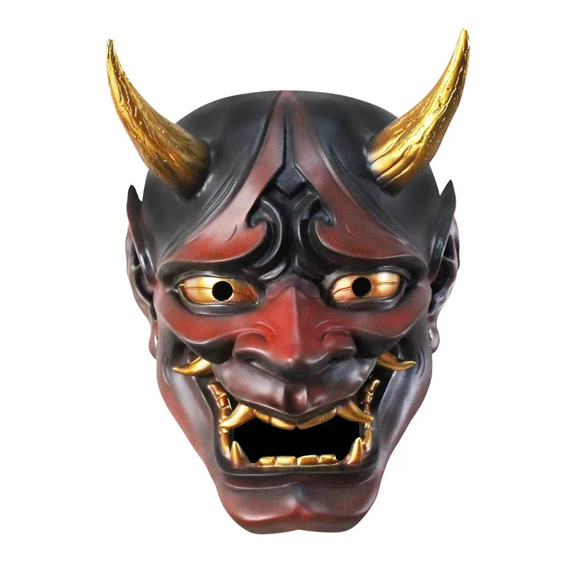 Halloween Japanese Color Bonjour Noh Kabuki Demon Mask Hundred Ghosts Night Out Resin Ghost Samurai Props Prom Party Mask