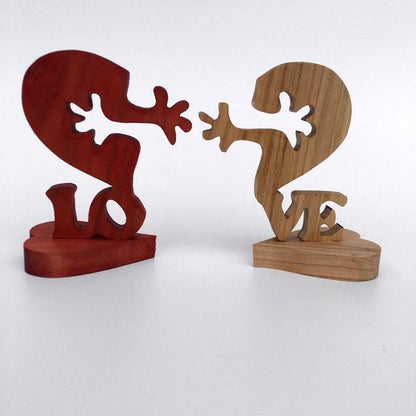 Valentines Day Gift Wooden Heart Love Desktop Ornament Wooden Decoration