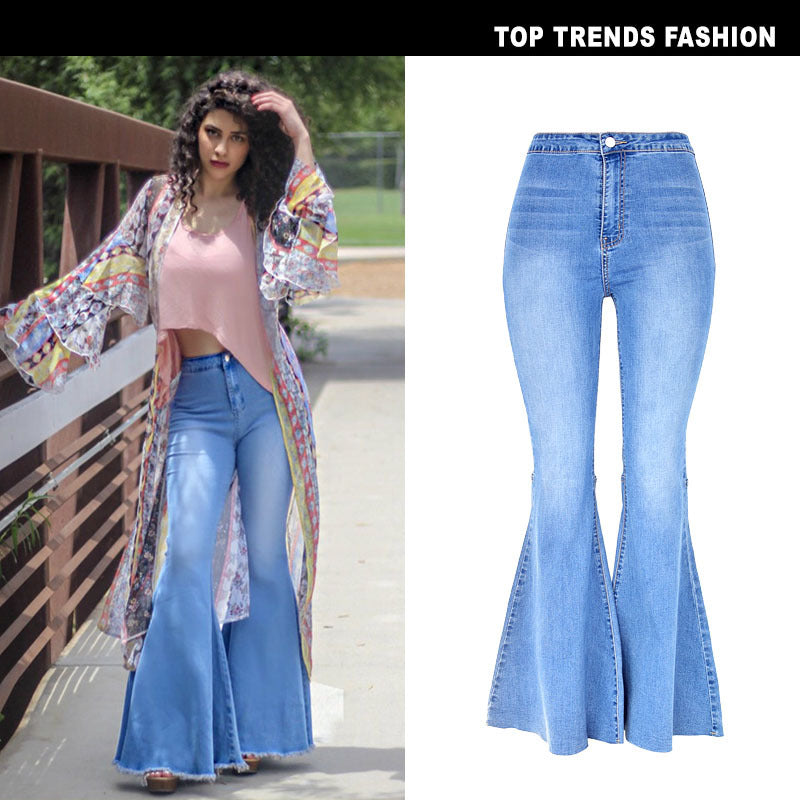 Wide Leg Pants Big Flared Denim Trousers