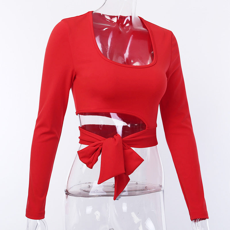 Women's blouse with waist tie