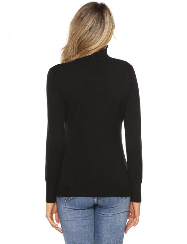 Ladies Casual Fashion Turtleneck Pullover Sweater