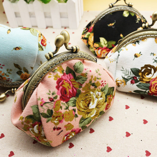 Canvas fabric coin purse Creative small purse hand take coin bag gold material package Key card package