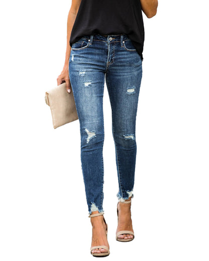 Slim-Fit Jeans With Ripped Trousers And Raw Edges