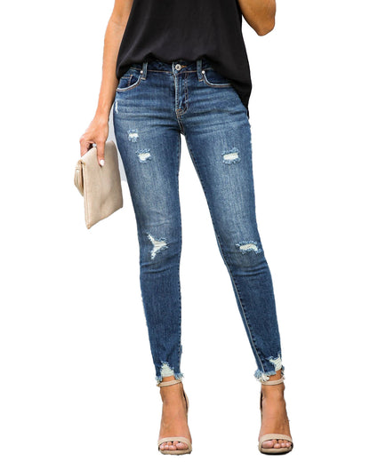 Slim-Fit Jeans With Ripped Trousers And Raw Edges