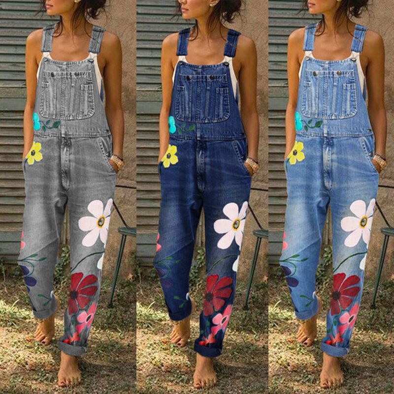 Printed Overalls, Plus Size, Amazon Wish,Sling DenimTrousers