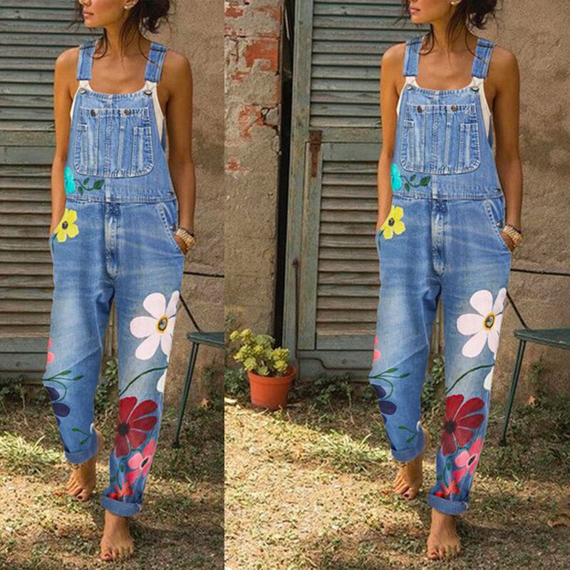 Printed Overalls, Plus Size, Amazon Wish,Sling DenimTrousers