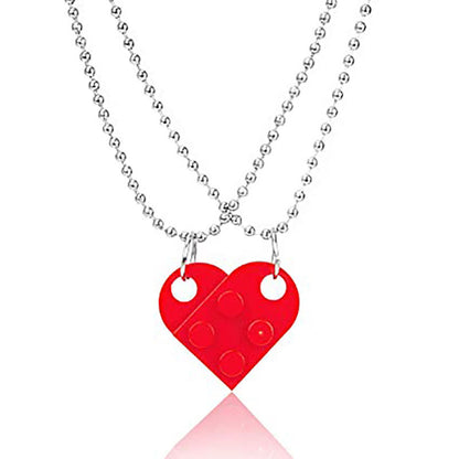 New Jewelry Heart Necklace Valentines Day Gift Love Stitching Acrylic Couple Necklace