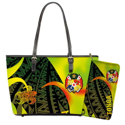 Shoulder Bag Wallet Polynesian Turtle Stitching Printing Pu Tote Bag Long Wallet Mother Bag Coin Purse