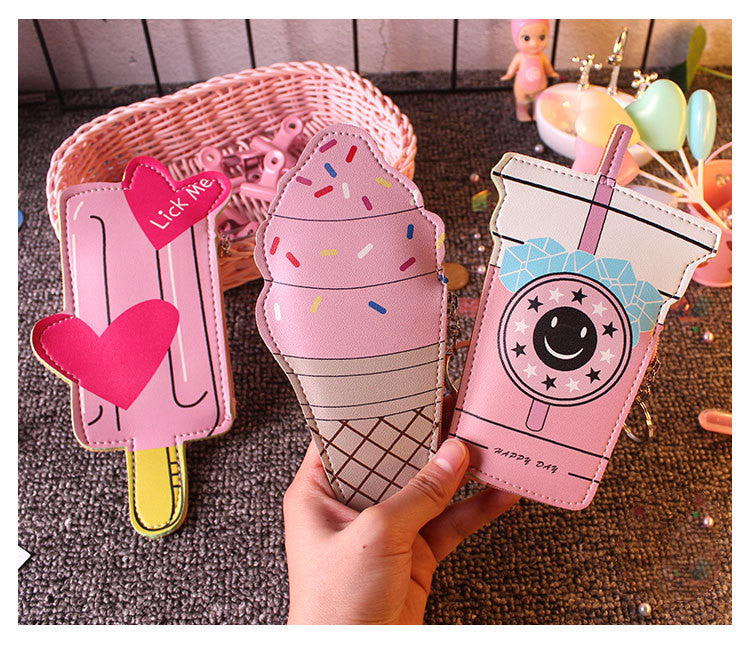 Coin Purse Ladies Wallet Small Mini Cute Cartoon Card Holder Key Earphone Money Bag Girl Wallet Pink