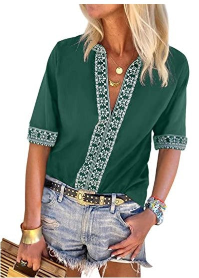 Embroidered Lace Loose Women's Blouse